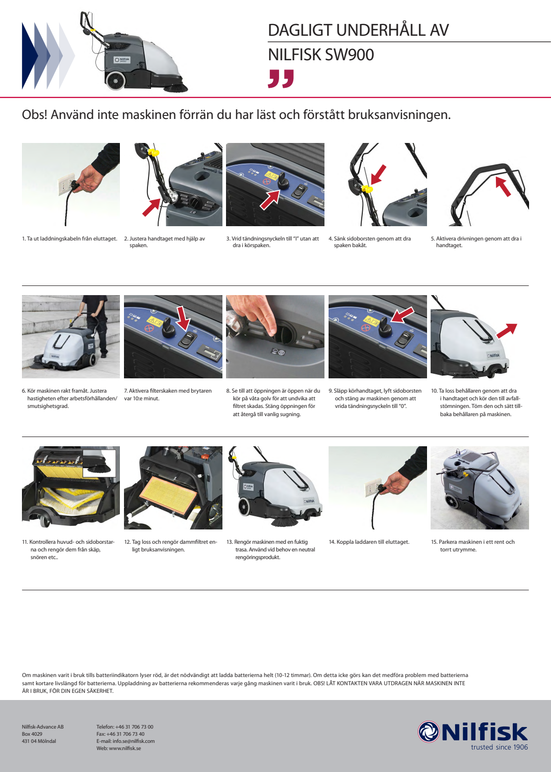 SV SE SW900 Dagligt underhåll av (Daily Maintenance) Document
