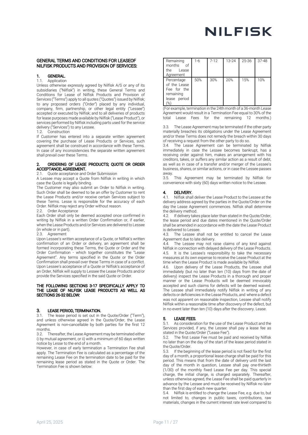 US Nilfisk Rental Terms Conditions Valid From March 2025