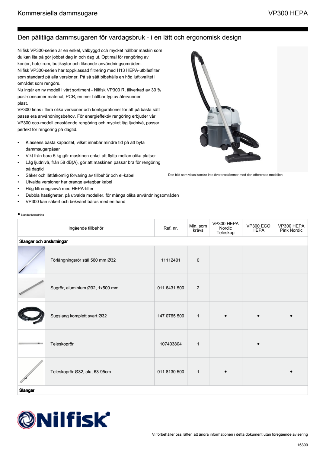 SV SE VP300 HEPA Factsheet