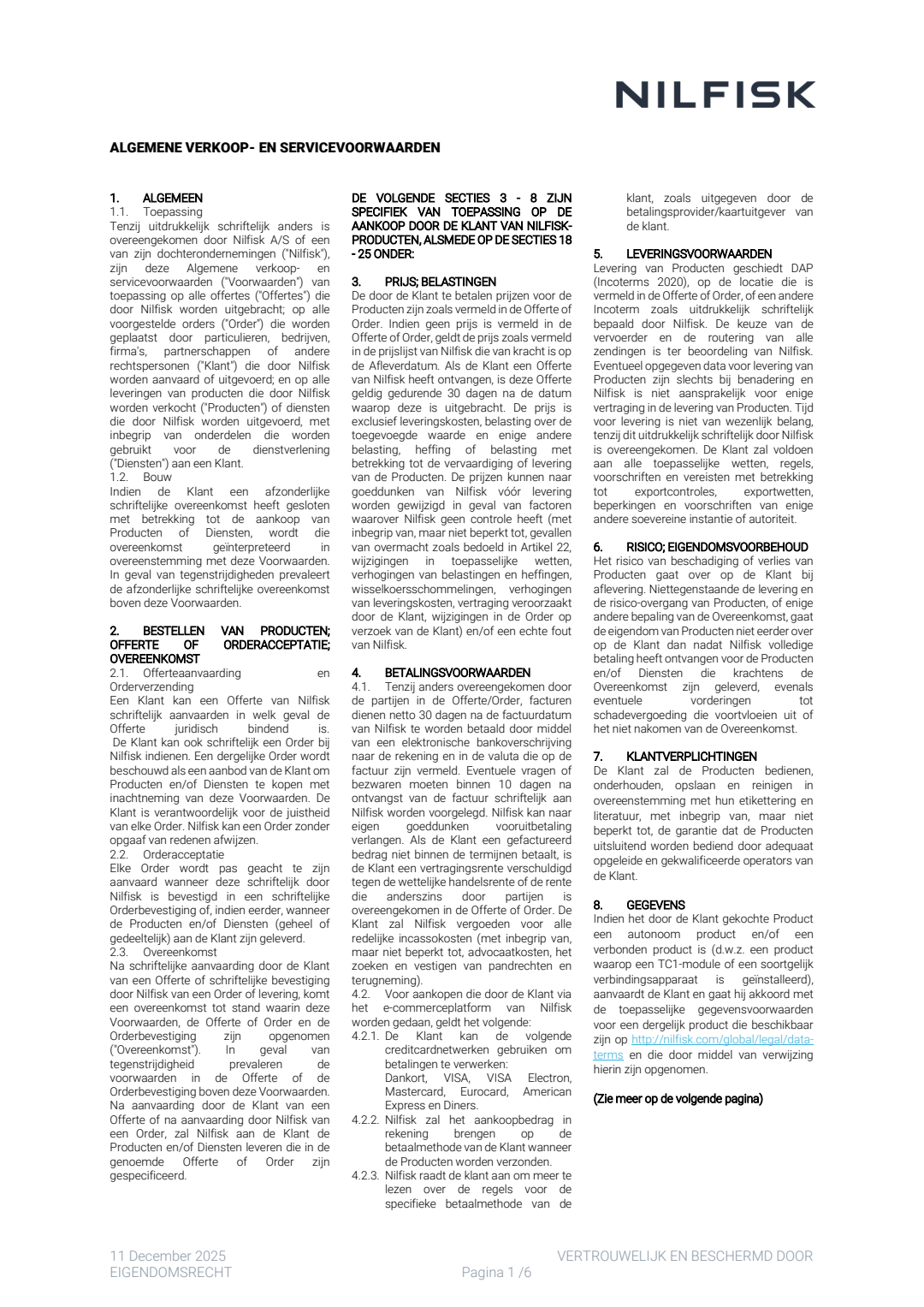 The Netherlands Nilfisk General Terms Conditions Of Sale Service Valid From December 2025