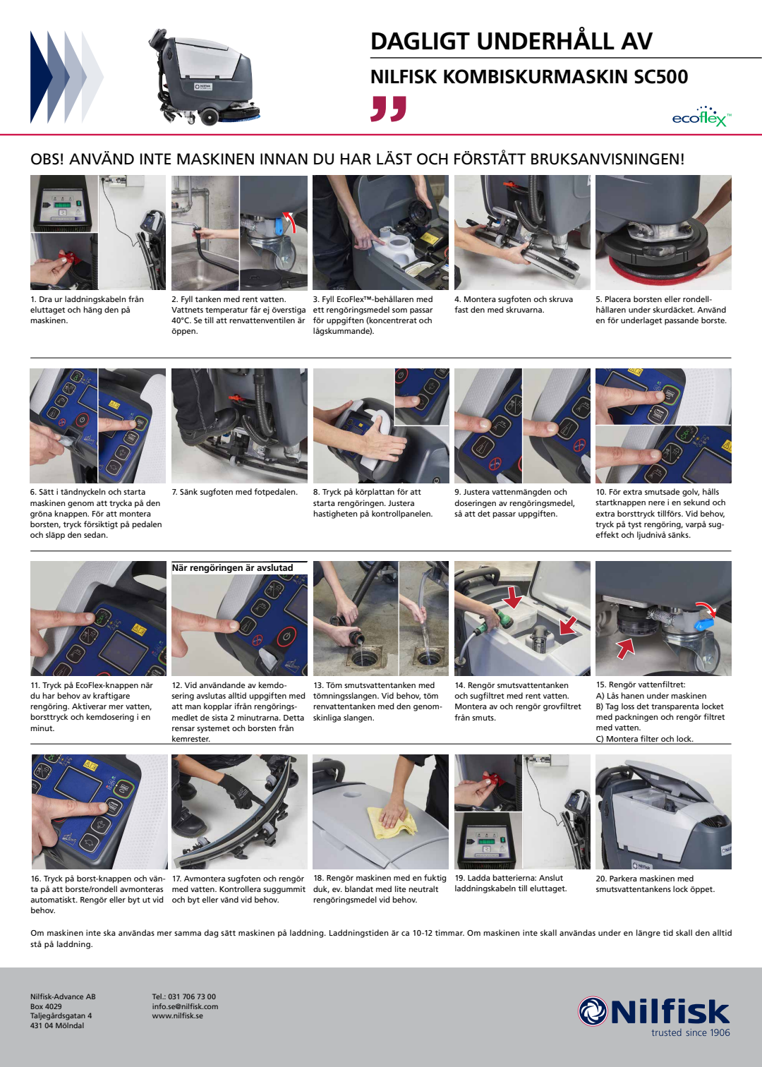 SV SE SC500  Dagligt underhåll av (Daily Maintenance) Document