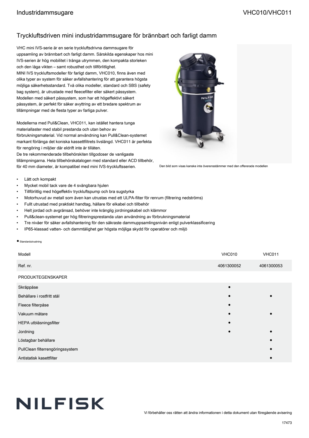Factsheet VHC010 011 Std