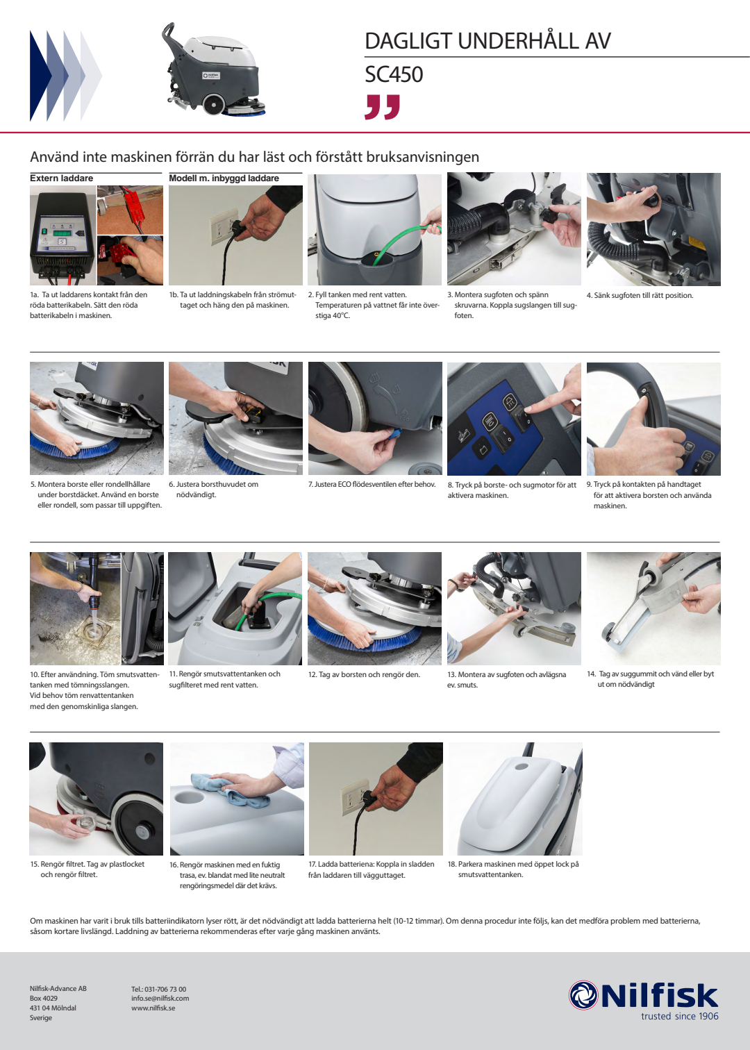 SV SE SC450  Dagligt underhåll av (Daily Maintenance) Document