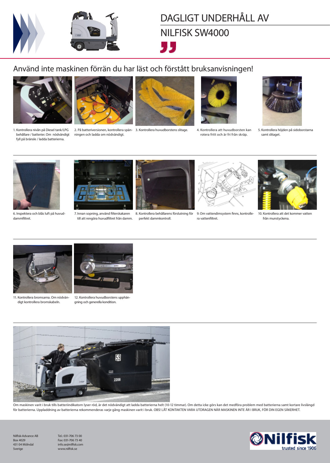SV SE SW4000 Dagligt underhåll av (Daily Maintenance) Document