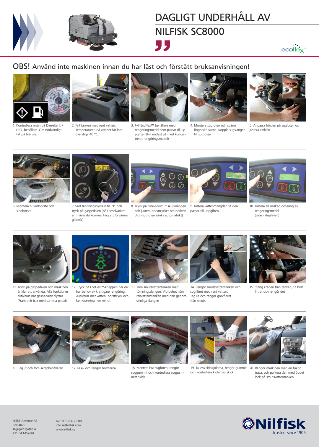 SV SE SC8000 Dagligt underhåll av (Daily Maintenance) Document