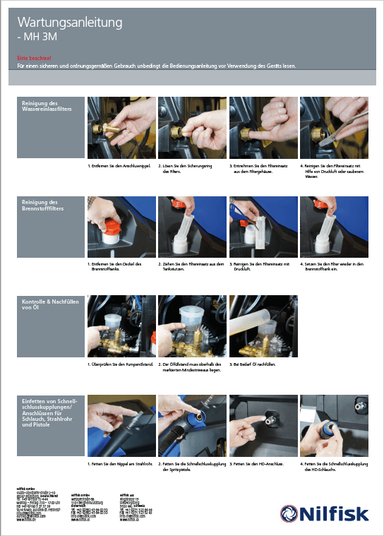 DE Nilfisk Blue Line Wartungsanleitung (Maintenance Instructions) Mh 3M High Document