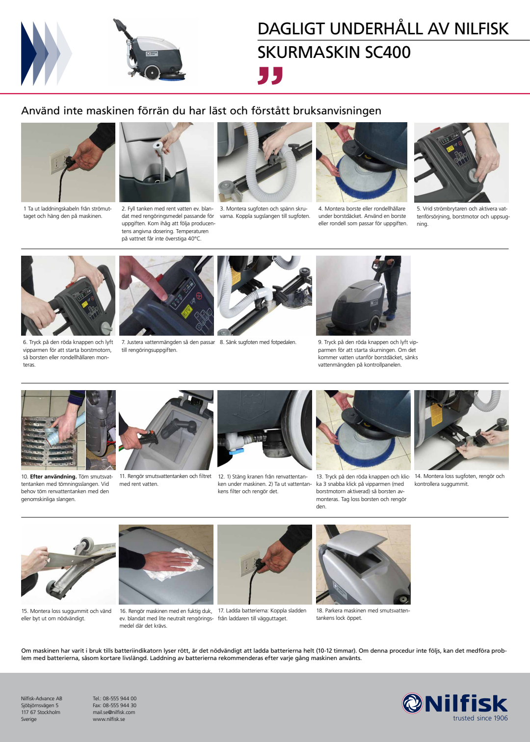 SV SE SC400  Dagligt underhåll av (Daily Maintenance) Document