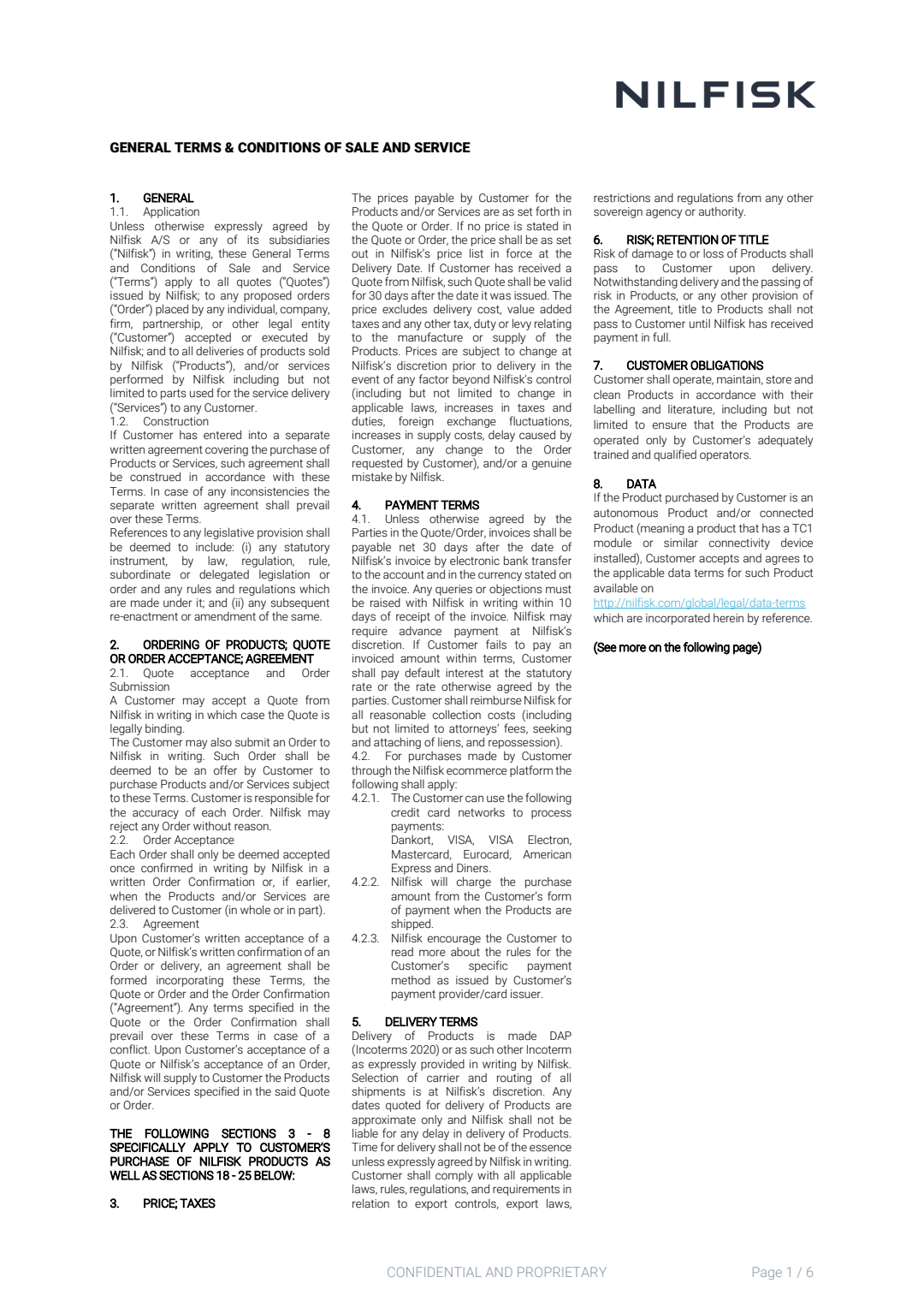 Ireland Nilfisk General Terms And Conditions Of Sale And Service Valid From March 2025