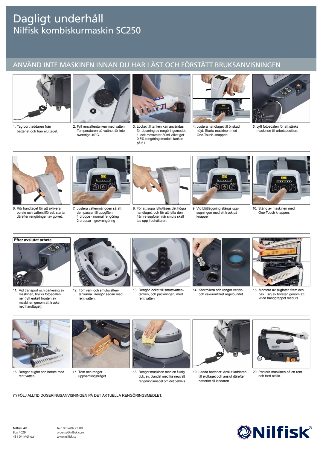 SV SE SC250  Dagligt underhåll av (Daily Maintenance) Document