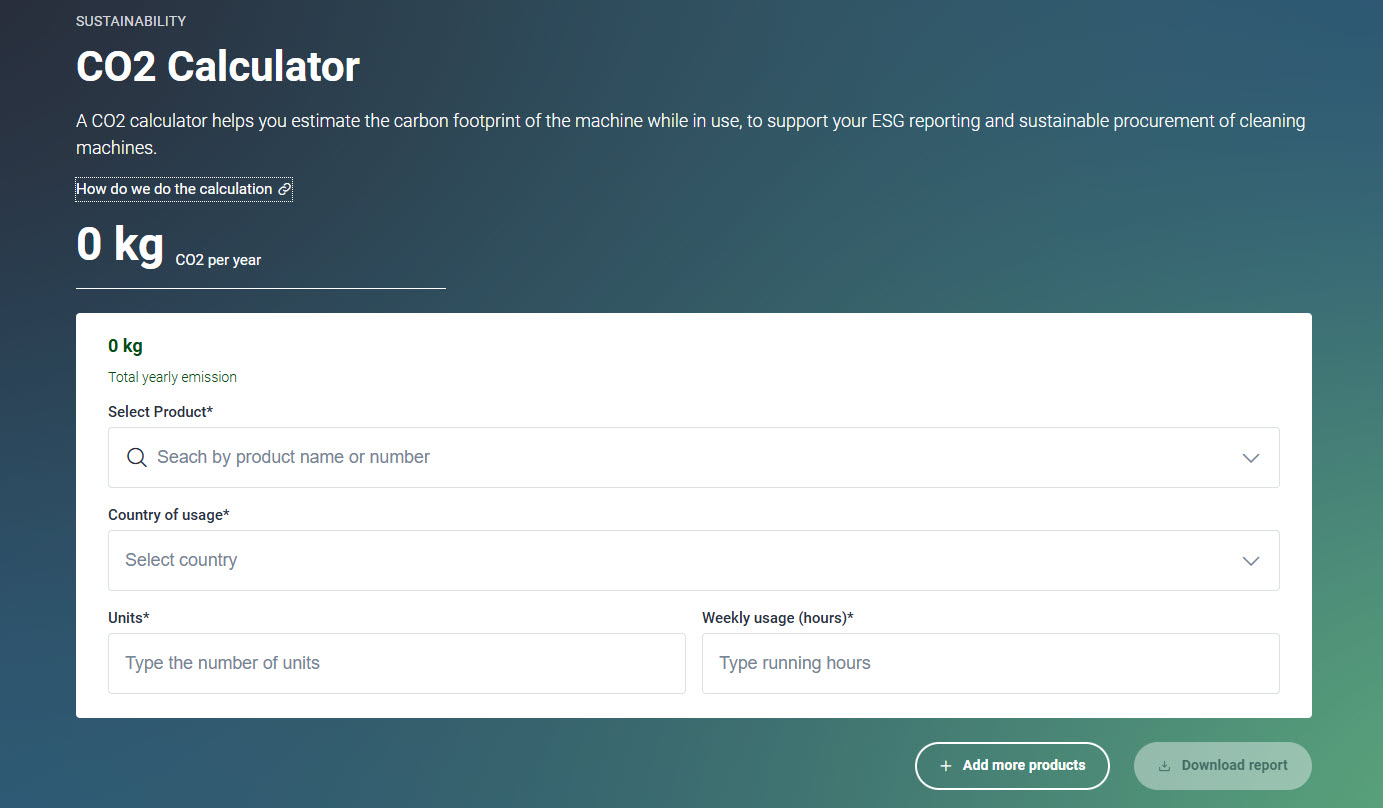 How to Measure Carbon Footprint of Your Cleaning Equipment - Nilfisk CO₂ Calculator